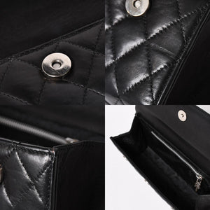 CHROME HEARTS クロムハーツ ディナーバッグ クラッチバッグ ラージクロス マトラッセ ラムスキン ブラック 美品 中古 4a002005