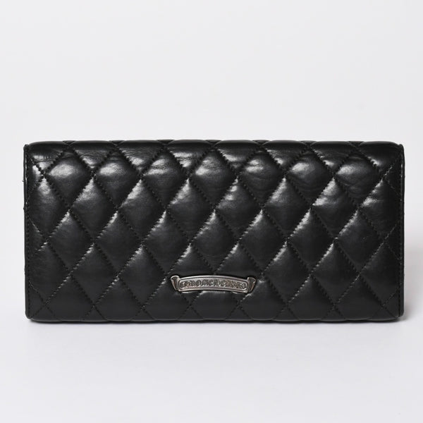 CHROME HEARTS クロムハーツ ディナーバッグ クラッチバッグ ラージクロス マトラッセ ラムスキン ブラック 美品 中古 4a002005
