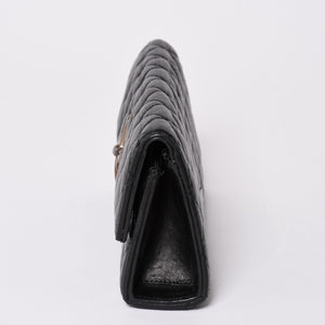 CHROME HEARTS クロムハーツ ディナーバッグ クラッチバッグ ラージクロス マトラッセ ラムスキン ブラック 美品 中古 4a002005