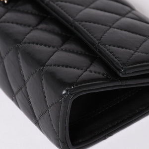 CHROME HEARTS クロムハーツ ディナーバッグ クラッチバッグ ラージクロス マトラッセ ラムスキン ブラック 美品 中古 4a002005