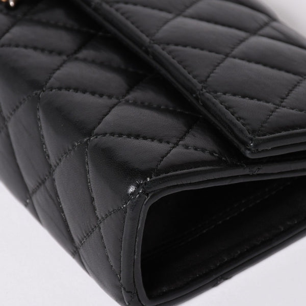 CHROME HEARTS クロムハーツ ディナーバッグ クラッチバッグ ラージクロス マトラッセ ラムスキン ブラック 美品 中古 4a002005