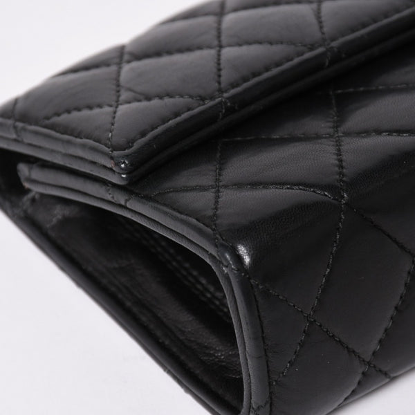 CHROME HEARTS クロムハーツ ディナーバッグ クラッチバッグ ラージクロス マトラッセ ラムスキン ブラック 美品 中古 4a002005