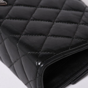 CHROME HEARTS クロムハーツ ディナーバッグ クラッチバッグ ラージクロス マトラッセ ラムスキン ブラック 美品 中古 4a002005