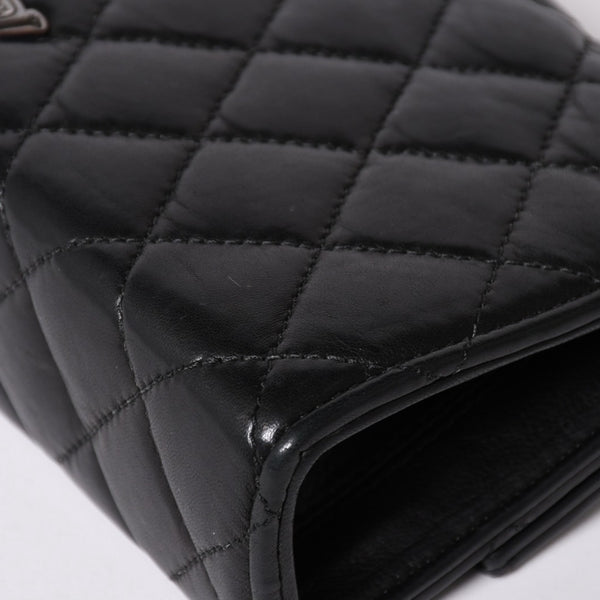 CHROME HEARTS クロムハーツ ディナーバッグ クラッチバッグ ラージクロス マトラッセ ラムスキン ブラック 美品 中古 4a002005