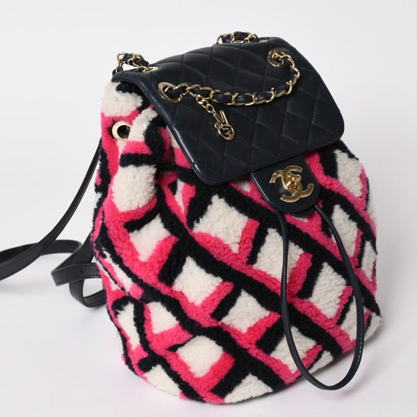 極美品 CHANEL シャネル URBAN SPIRIT MEDIUM アーバンスピリット ミディアム バックパック A91121 23番台 ココマーク シアリング 中古 4a001454