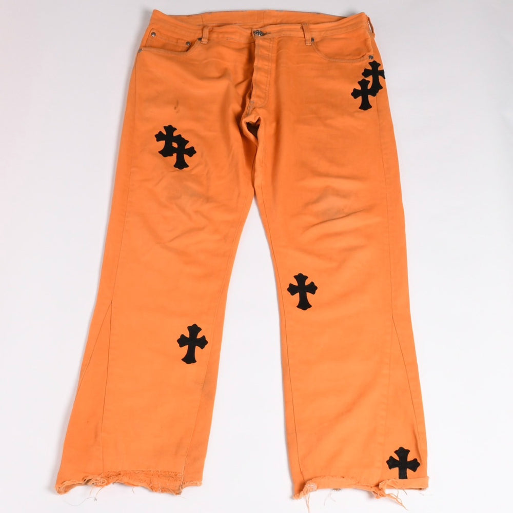 CHROME HEARTS クロムハーツ ギャラリーデプト リーバイス クロスパッチフレアデニムパンツ オレンジ サイズ36 美品 中古 4a000023