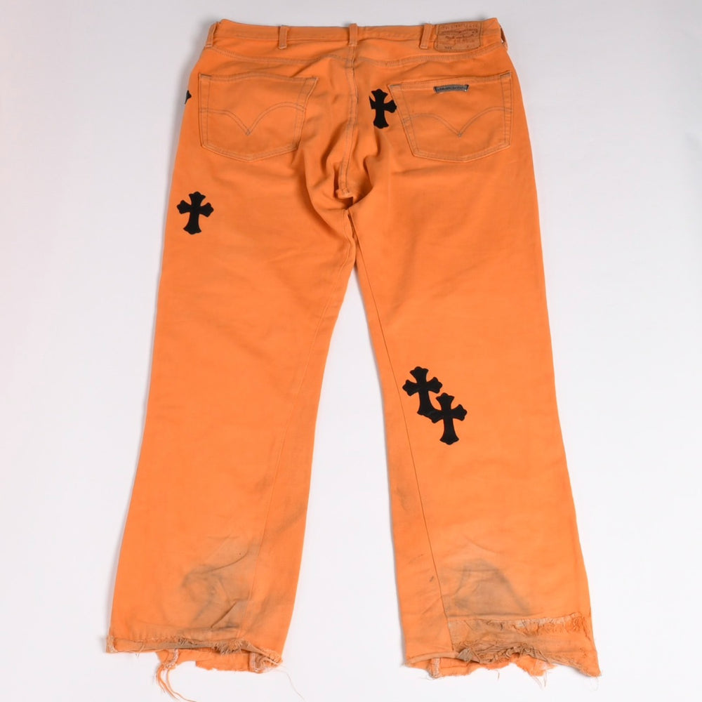 CHROME HEARTS クロムハーツ ギャラリーデプト リーバイス クロスパッチフレアデニムパンツ オレンジ サイズ36 美品 中古 4a000023