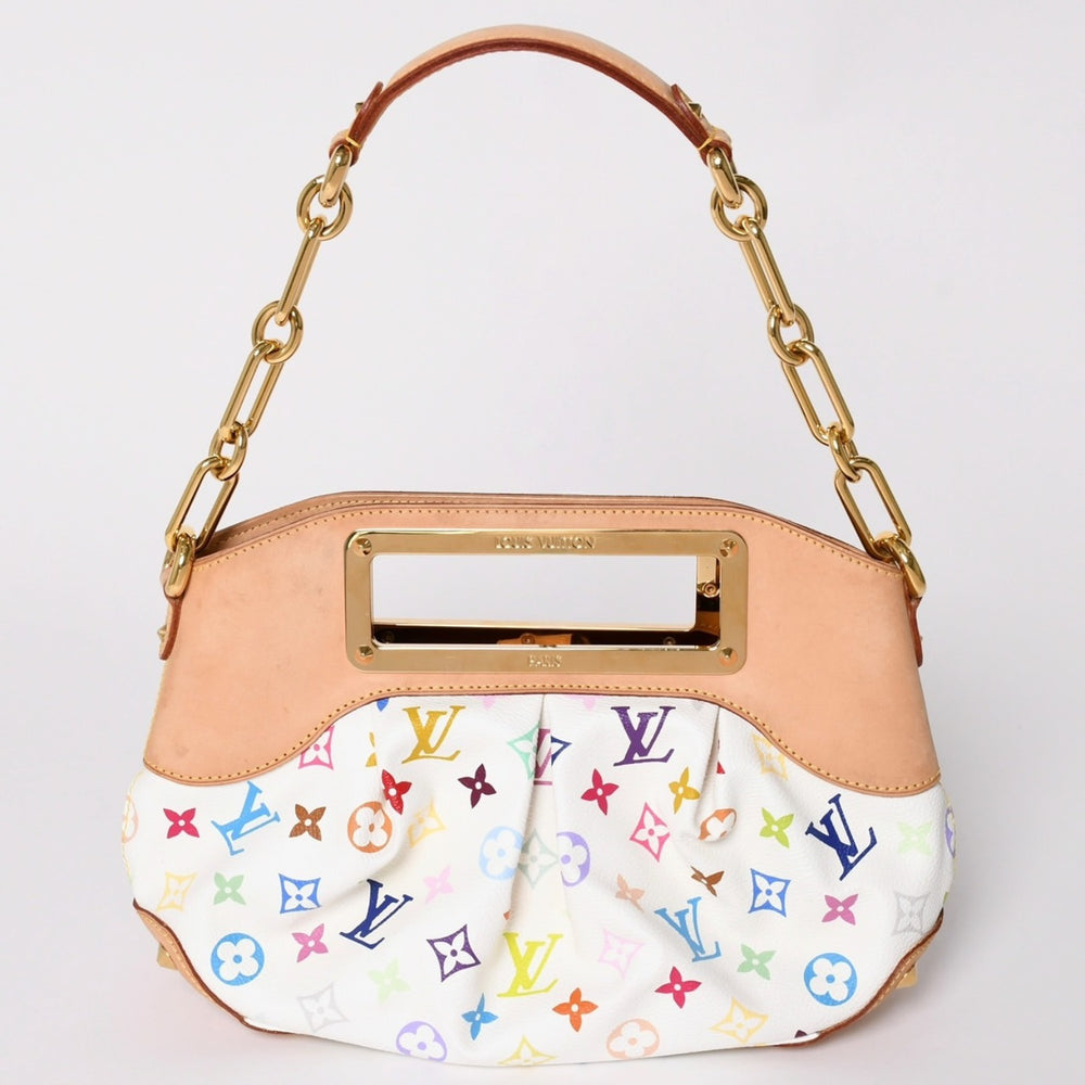 Very Good Condition LOUIS VUITTON Monogram Multicolor Judy PM Takashi Murakami Handbag M40257 White Used 4a001983
