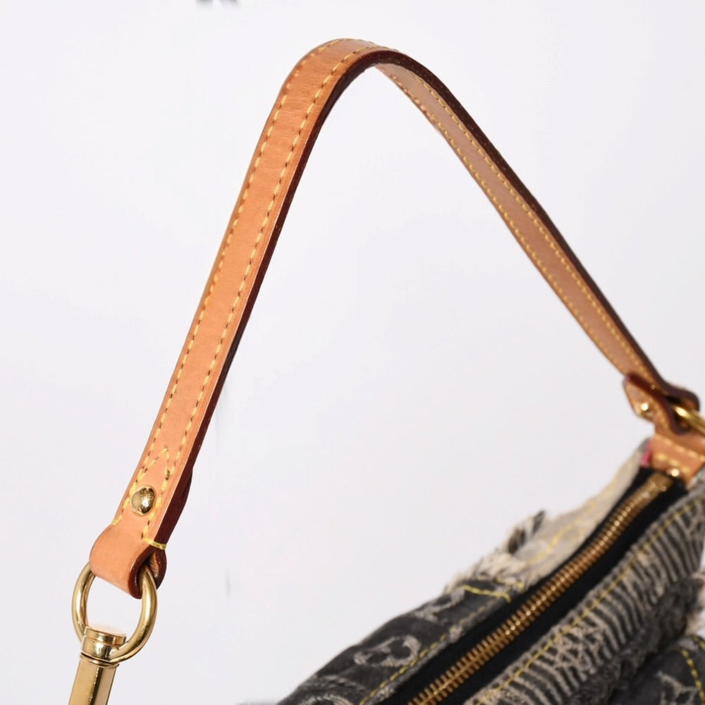 LOUIS VUITTON ルイヴィトン パウチィ ワンショルダーバッグ M95383 モノグラム デニム パッチワーク グレー 美品 中古 4a001985