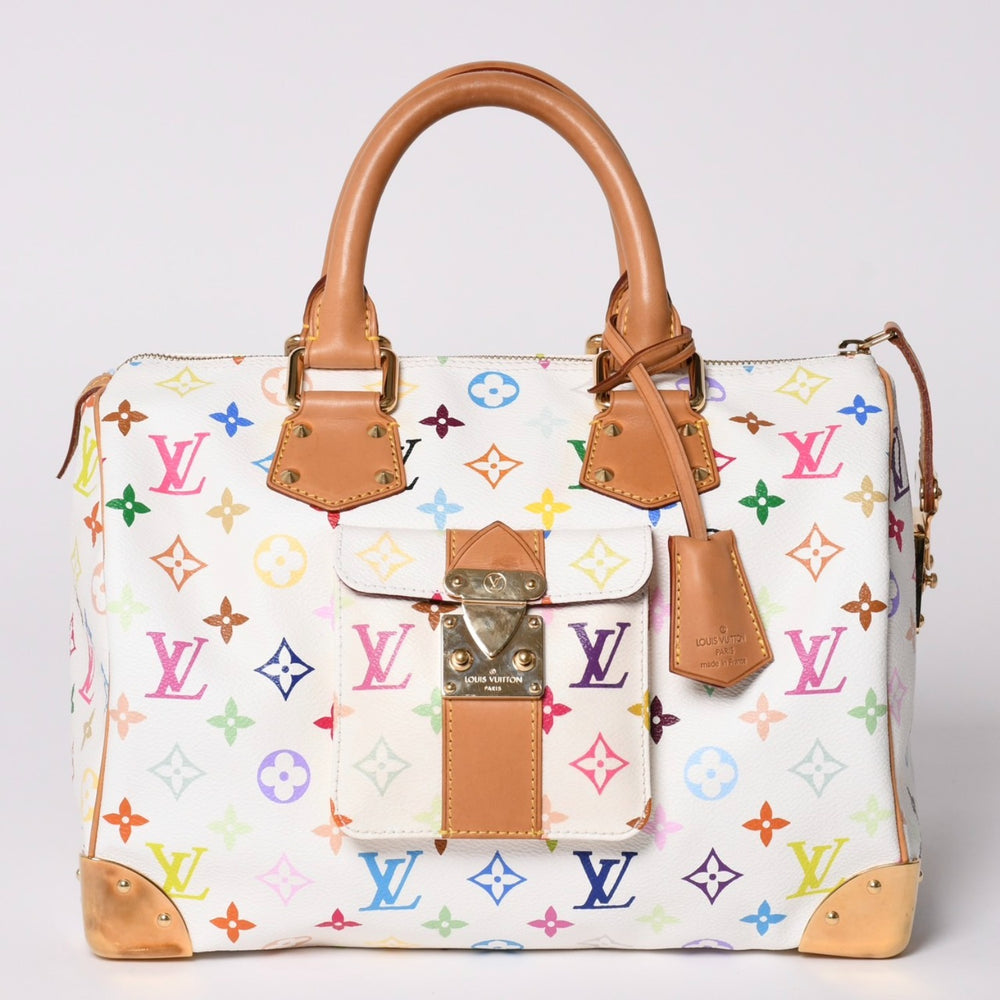 LOUIS VUITTON Speedy 30 Handbag M92643 Monogram Multicolor Takashi Murakami White Good Condition Used 4a002017