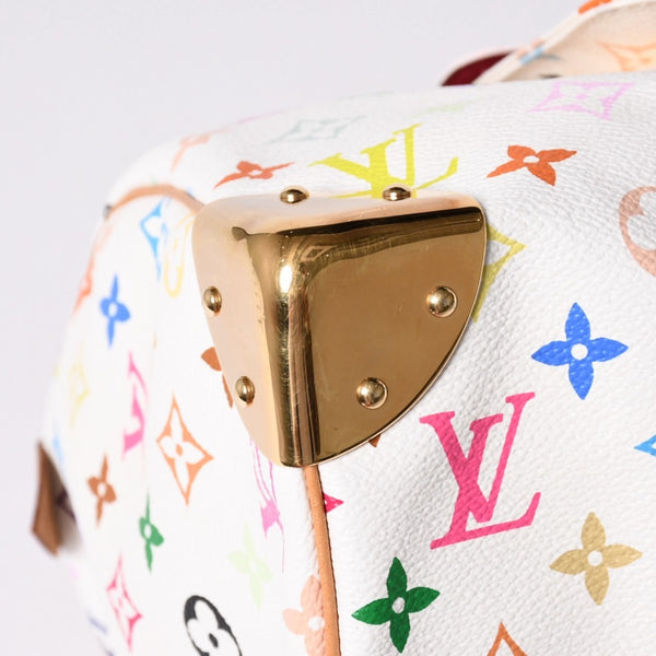 LOUIS VUITTON ルイヴィトン スピーディ30 ハンドバッグ M92643 モノグラム マルチカラー 村上隆 ホワイト 美品 中古 4a002017