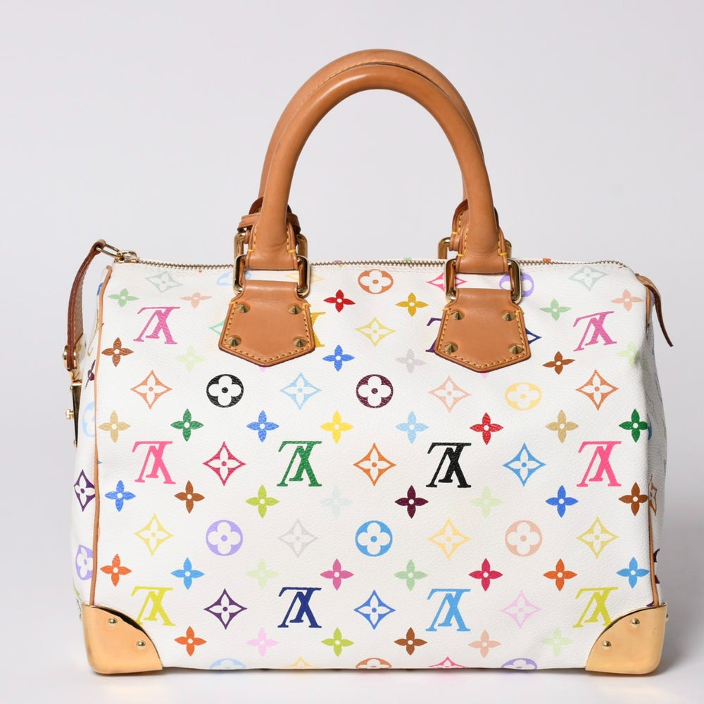 LOUIS VUITTON Speedy 30 Handbag M92643 Monogram Multicolor Takashi Murakami White Good Condition Used 4a002017