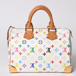 LOUIS VUITTON ルイヴィトン スピーディ30 ハンドバッグ M92643 モノグラム マルチカラー 村上隆 ホワイト 美品 中古 4a002017