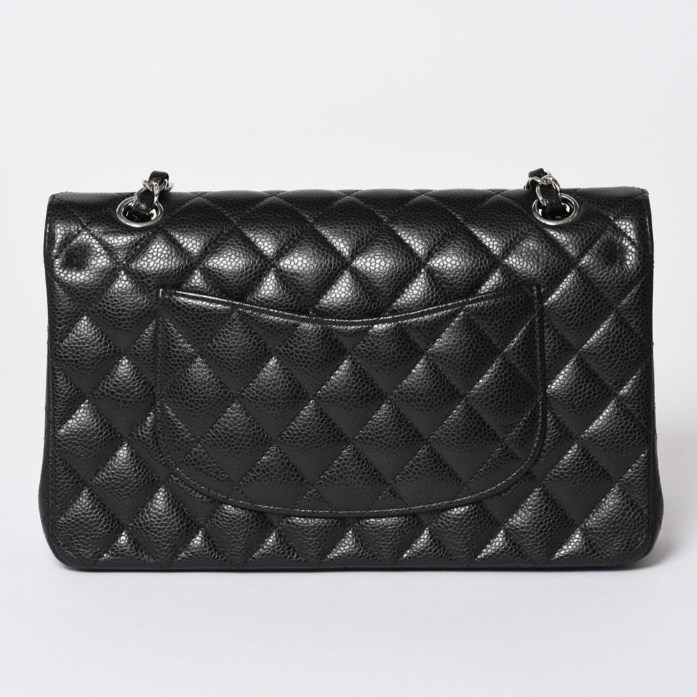 極美品 CHANEL シャネル マトラッセ25 Wフラップ Wチェーンショルダーバッグ 26番台 キャビアスキン シルバー金具 中古 4a002029