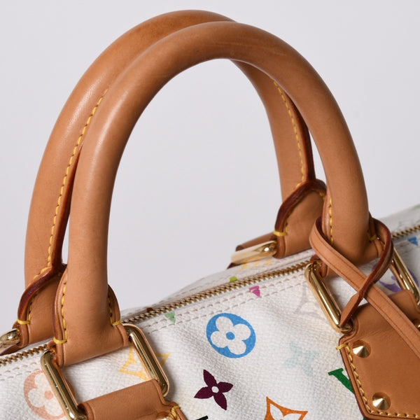 LOUIS VUITTON ルイヴィトン スピーディ30 ハンドバッグ M92643 モノグラム マルチカラー 村上隆 ホワイト 美品 中古 4a002017