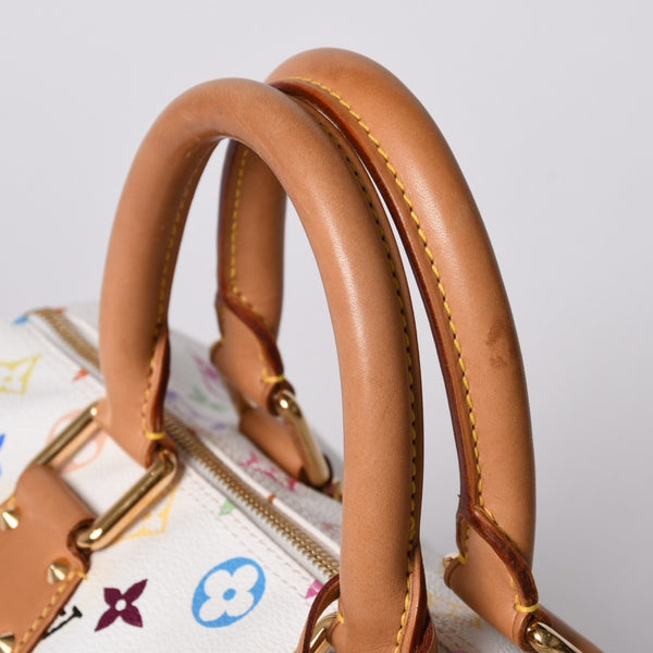 LOUIS VUITTON ルイヴィトン スピーディ30 ハンドバッグ M92643 モノグラム マルチカラー 村上隆 ホワイト 美品 中古 4a002017