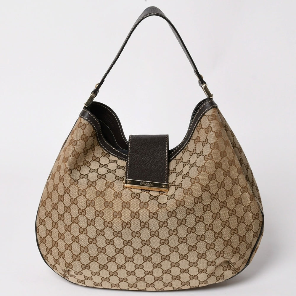 GUCCI グッチ ワンショルダーバッグ GGキャンバス 364834 525040 ブラウン ゴールド金具 美品 中古 4a002019