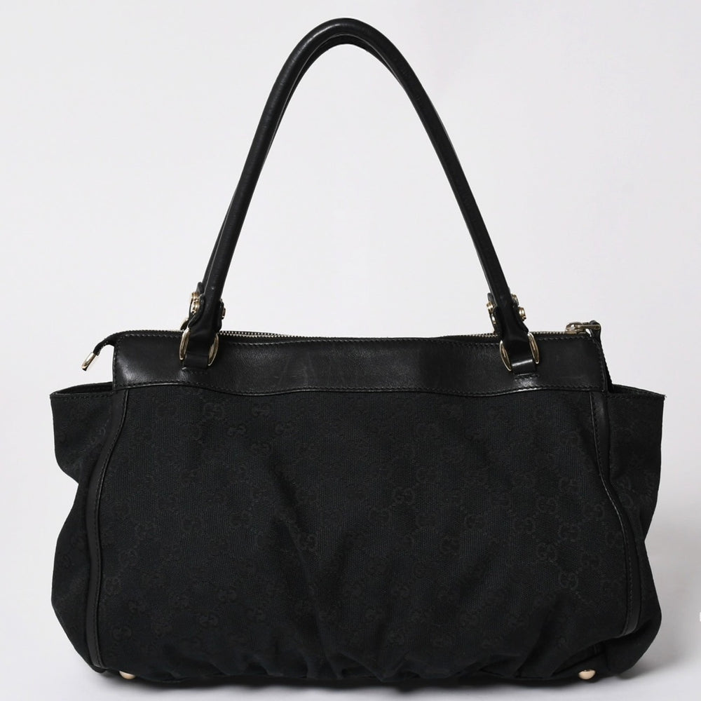 極美品 GUCCI グッチ GGキャンバス トートバッグ ショルダーバッグ ラージトート レザー ブラック 189831 中古 4a002075