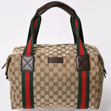 画像をギャラリービューアに読み込む, 極美品 GUCCI グッチ GGキャンバスシェリーラインボストンバッグ トートバッグ 235135 497717 レザー ブラウン 中古 4a002060