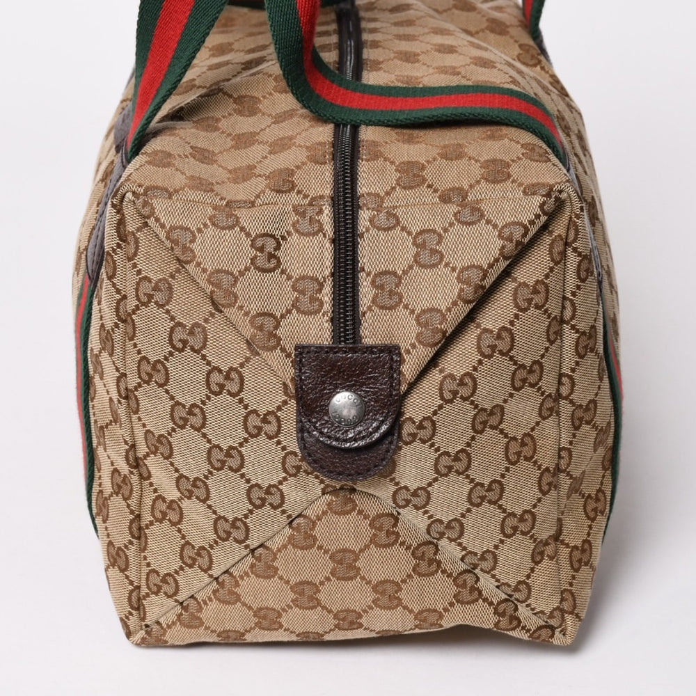 Very Good Condition GUCCI GG Canvas Sherry Line Boston Bag Tote Bag 235135 497717 Leather Brown Used 4a002060