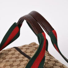 画像をギャラリービューアに読み込む, 極美品 GUCCI グッチ GGキャンバスシェリーラインボストンバッグ トートバッグ 235135 497717 レザー ブラウン 中古 4a002060