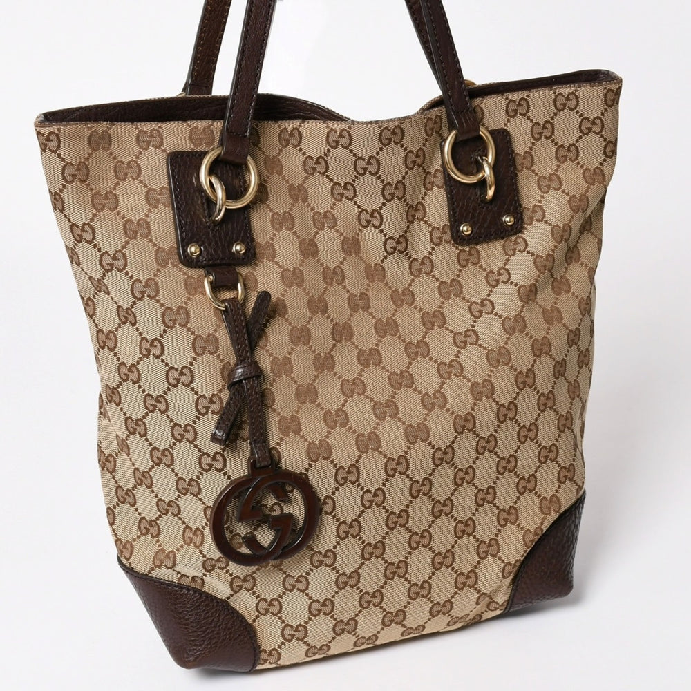 Very Good Condition GUCCI Gucci Beige Brown Gold Hardware GG Canvas Leather 247237 Tote Bag Shoulder Bag Used 4a002069