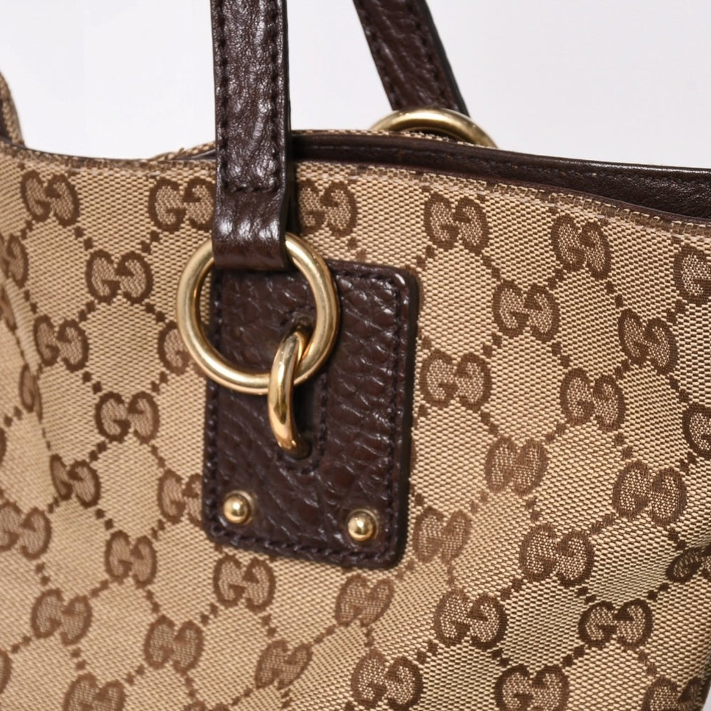 Very Good Condition GUCCI Gucci Beige Brown Gold Hardware GG Canvas Leather 247237 Tote Bag Shoulder Bag Used 4a002069