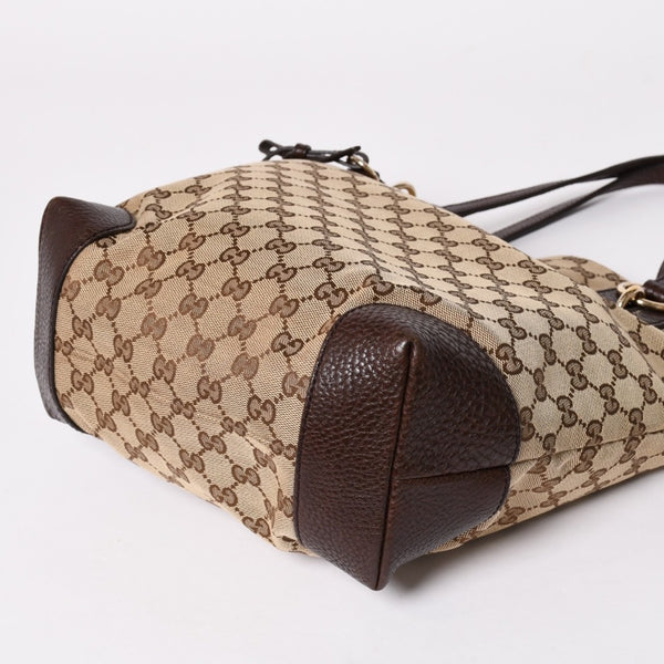 極美品 GUCCI グッチ ベージュ ブラウン ゴールド金具 GGキャンバス レザー 247237 トートバッグ ショルダーバッグ 中古 4a002069
