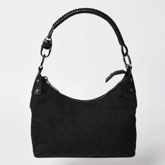 極美品 GUCCI グッチ ワンショルダーバッグ GGキャンバス 115002 ブラック シルバー金具 中古 4a002020