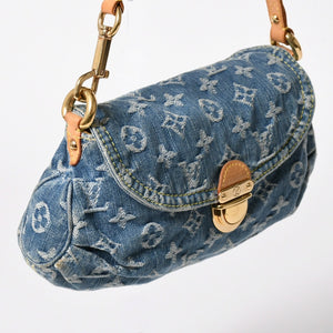 極美品 LOUIS VUITTON ルイヴィトン ミニプリーティ ハンドバッグ M95050 モノグラムデニム レザー ブルー 中古 4a003159