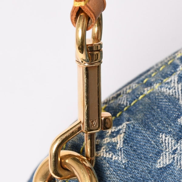 極美品 LOUIS VUITTON ルイヴィトン ミニプリーティ ハンドバッグ M95050 モノグラムデニム レザー ブルー 中古 4a003159