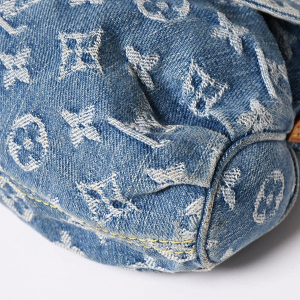 極美品 LOUIS VUITTON ルイヴィトン ミニプリーティ ハンドバッグ M95050 モノグラムデニム レザー ブルー 中古 4a003159