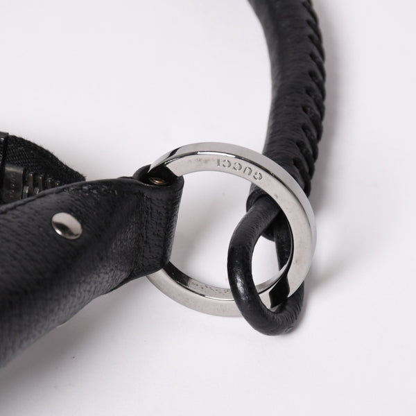 極美品 GUCCI グッチ ワンショルダーバッグ GGキャンバス 115002 ブラック シルバー金具 中古 4a002020