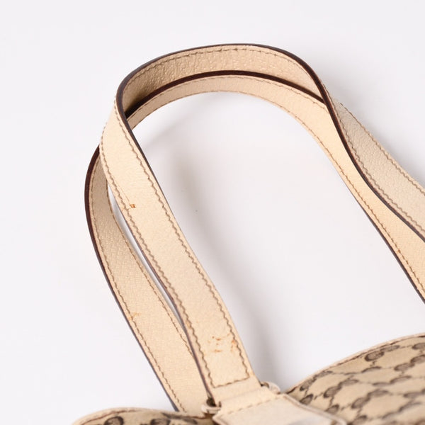 極美品 GUCCI グッチ GGキャンバス トートバッグ ショルダーバッグ バケツ型 レザー アイボリー ベージュ 153361 中古 4a002913
