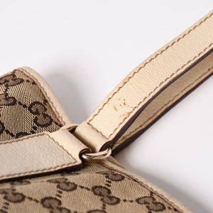 極美品 GUCCI グッチ GGキャンバス トートバッグ ショルダーバッグ バケツ型 レザー アイボリー ベージュ 153361 中古 4a002913