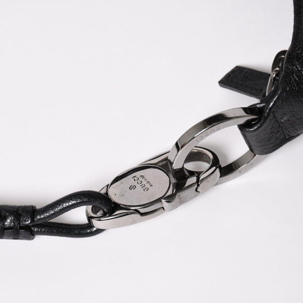 極美品 GUCCI グッチ ワンショルダーバッグ GGキャンバス 115002 ブラック シルバー金具 中古 4a002020