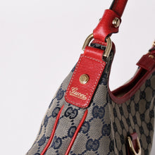 画像をギャラリービューアに読み込む, 極美品 GUCCI グッチ GGキャンバス ワンショルダーバッグ ゴールド金具 レッド ベージュ ネイビー 130738 中古 4a002934