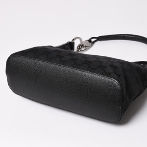 極美品 GUCCI グッチ ワンショルダーバッグ GGキャンバス 115002 ブラック シルバー金具 中古 4a002020