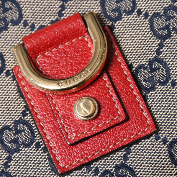 極美品 GUCCI グッチ GGキャンバス ワンショルダーバッグ ゴールド金具 レッド ベージュ ネイビー 130738 中古 4a002934
