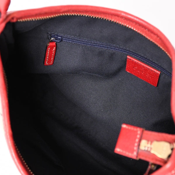 極美品 GUCCI グッチ GGキャンバス ワンショルダーバッグ ゴールド金具 レッド ベージュ ネイビー 130738 中古 4a002934