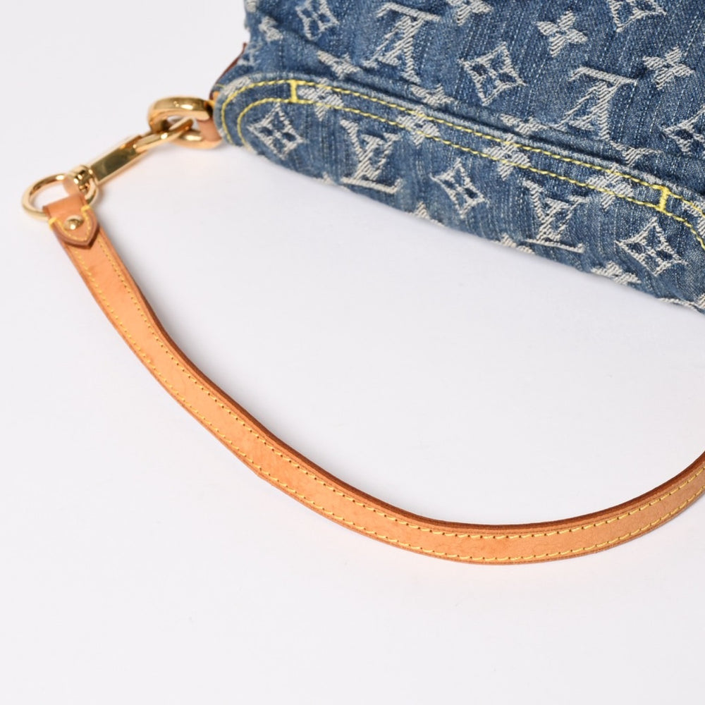 極美品 LOUIS VUITTON ルイヴィトン ミニプリーティ ワンショルダーバッグ M95050 モノグラム デニム インディゴブルー 中古 4a002022