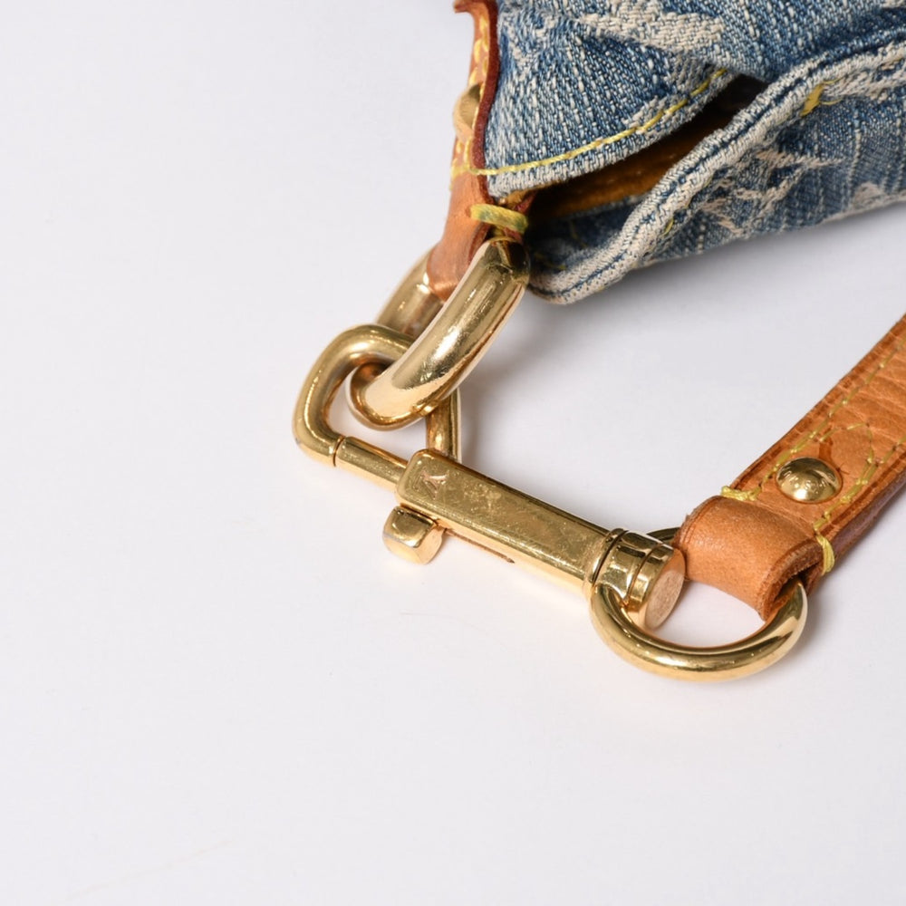 LOUIS VUITTON ルイヴィトン ミニプリーティ ワンショルダーバッグ M95050 モノグラム デニム インディゴブルー 美品 中古 4a001996