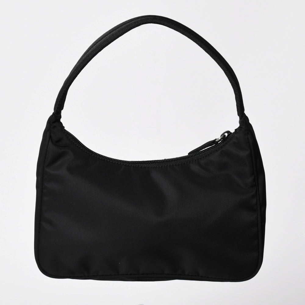 極美品 PRADA プラダ ホーボー ハンドバッグ MV515 トライアングルロゴ 三角ロゴプレート ナイロン ブラック 中古 4a002031