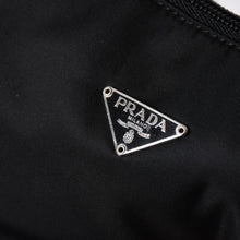 画像をギャラリービューアに読み込む, 極美品 PRADA プラダ ホーボー ハンドバッグ MV515 トライアングルロゴ 三角ロゴプレート ナイロン ブラック 中古 4a002031