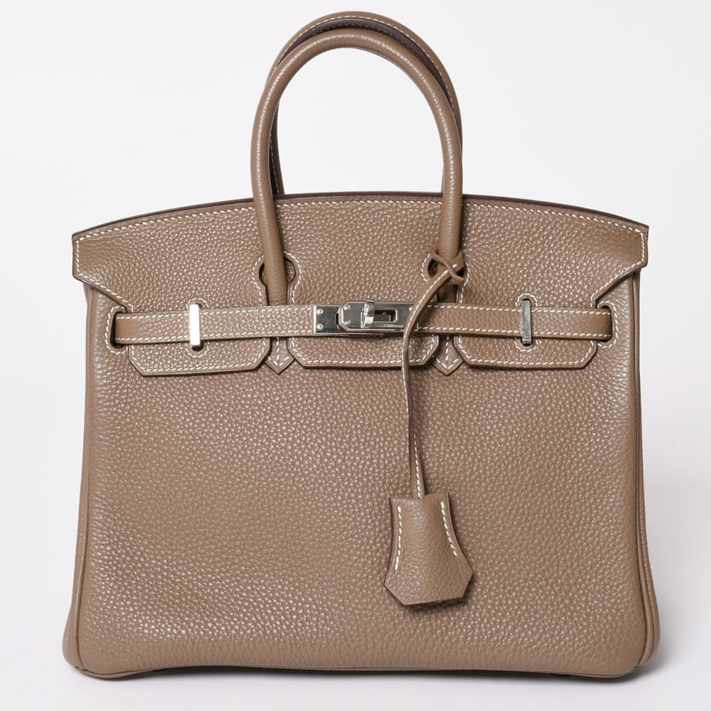 極美品 HERMES エルメス バーキン25 トゴ ハンドバッグ □L刻印 エトゥープ シルバー金具 中古 4a001978