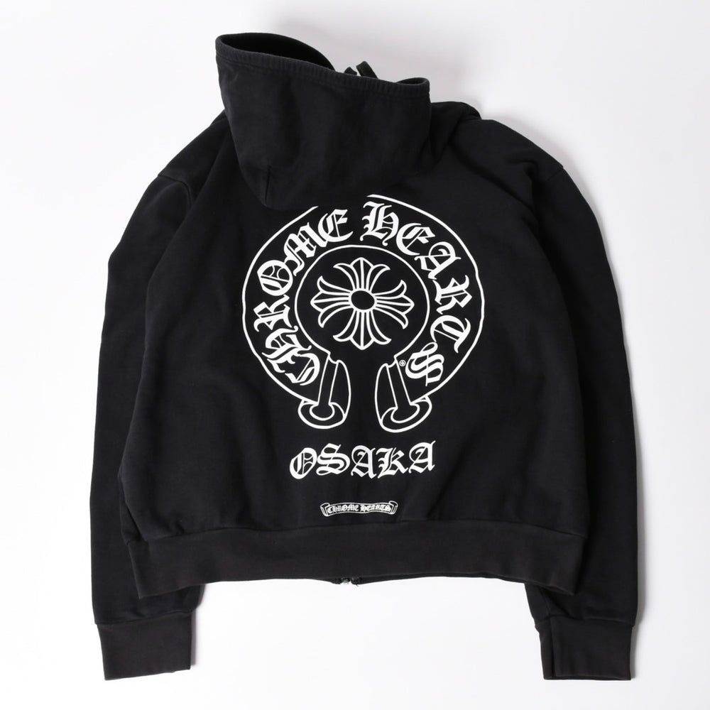 CHROME HEARTS クロムハーツ ジップアップフーディー パーカー ホースシュー ダガージップ ブラック 大阪限定 新型 美品 中古 4a002433