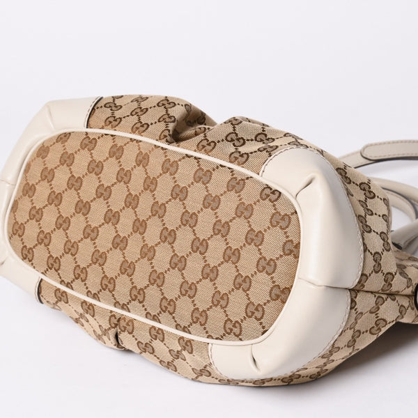 GUCCI グッチ スーキー ハンドバッグ ショルダーバッグ 2way 247902 GGキャンバス レザー ベージュ ゴールド金具 美品 中古 4a002053