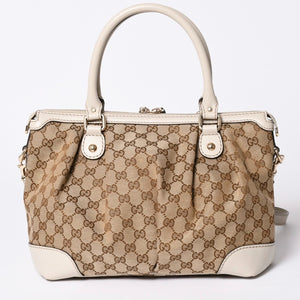 GUCCI グッチ スーキー ハンドバッグ ショルダーバッグ 2way 247902 GGキャンバス レザー ベージュ ゴールド金具 美品 中古 4a002053