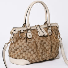 画像をギャラリービューアに読み込む, GUCCI グッチ スーキー ハンドバッグ ショルダーバッグ 2way 247902 GGキャンバス レザー ベージュ ゴールド金具 美品 中古 4a002053
