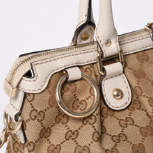 画像をギャラリービューアに読み込む, GUCCI グッチ スーキー ハンドバッグ ショルダーバッグ 2way 247902 GGキャンバス レザー ベージュ ゴールド金具 美品 中古 4a002053